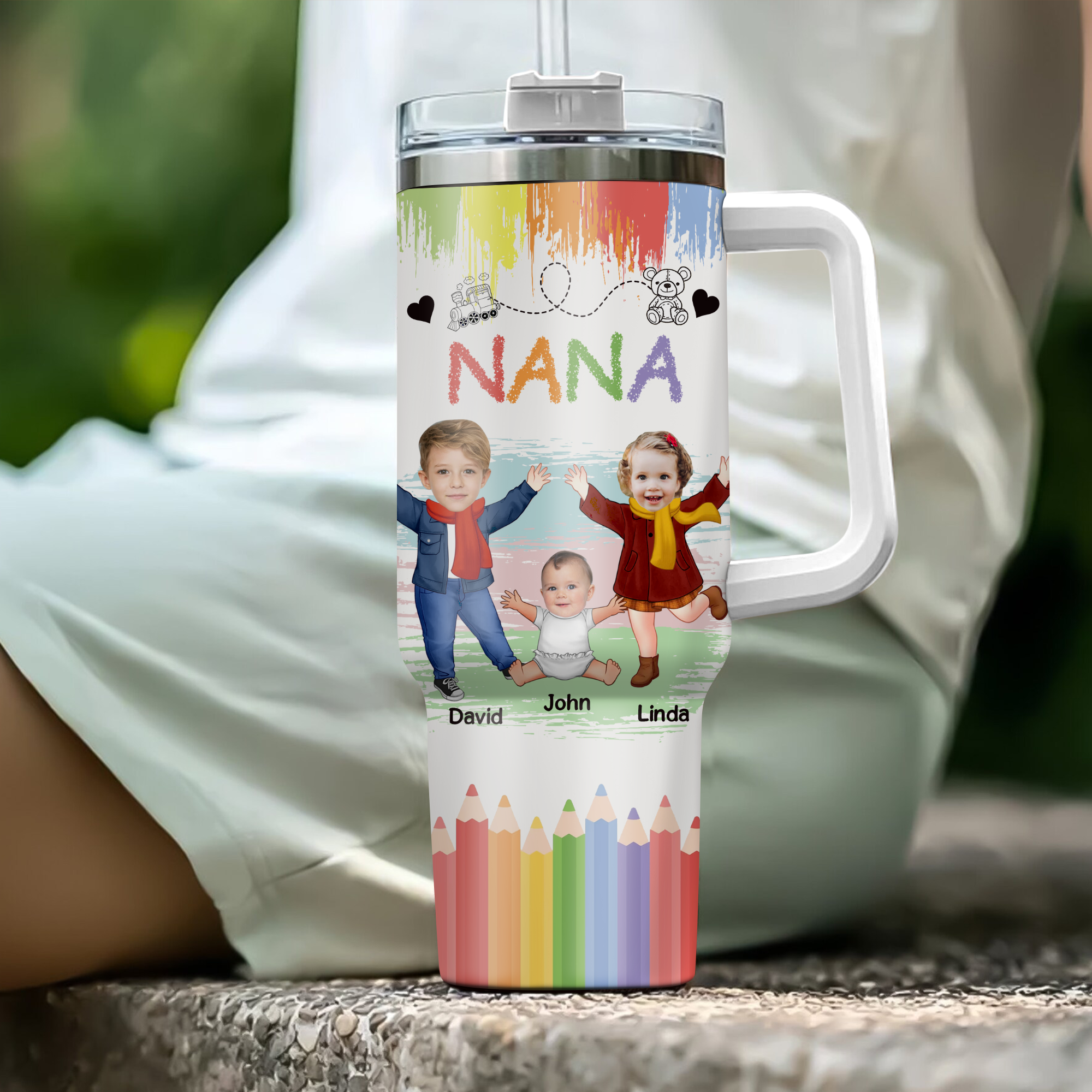 Nana Mama Birthday Loving Gift Custom Photo 40Oz Tumbler With Straw VTX27DEC23KL1