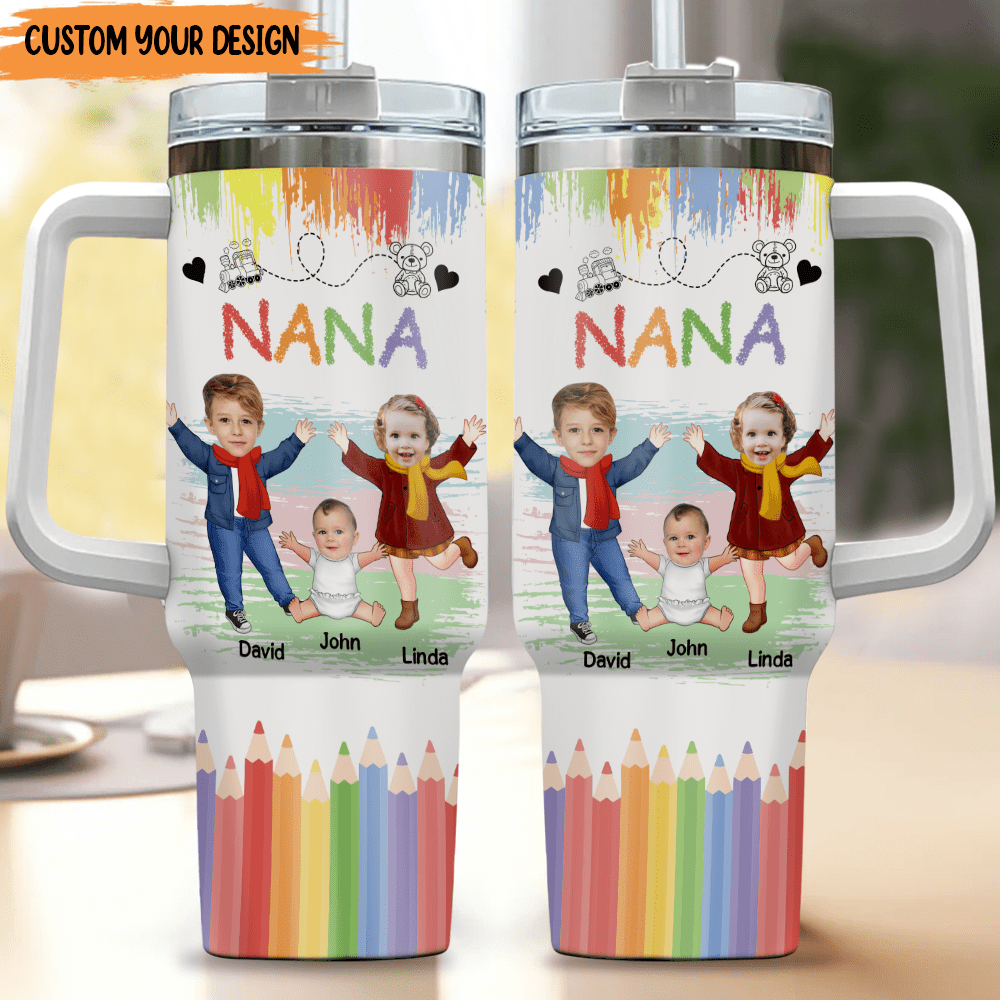 Nana Mama Birthday Loving Gift Custom Photo 40Oz Tumbler With Straw VTX27DEC23KL1