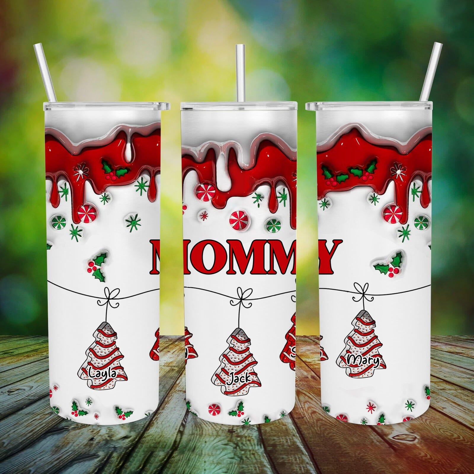 Christmas Tree Cakes Personalized Skinny Tumbler Gift For Grandma Mom VTX27OCT23NA1 Skinny Tumbler HumanCustom - Unique Personalized Gifts Made Just for You 