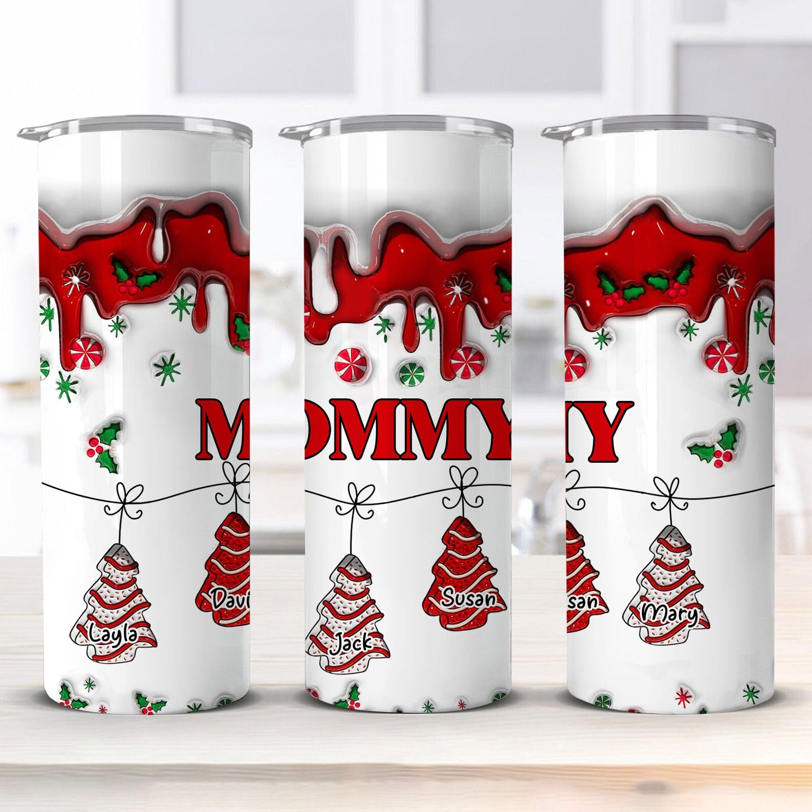 Christmas Tree Cakes Personalized Skinny Tumbler Gift For Grandma Mom VTX27OCT23NA1 Skinny Tumbler HumanCustom - Unique Personalized Gifts Made Just for You 