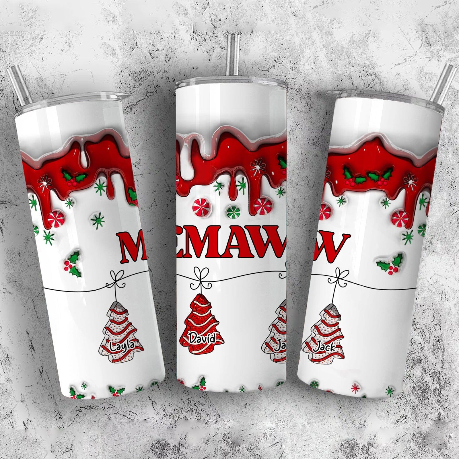 Christmas Tree Cakes Personalized Skinny Tumbler Gift For Grandma Mom VTX27OCT23NA1 Skinny Tumbler HumanCustom - Unique Personalized Gifts Made Just for You 