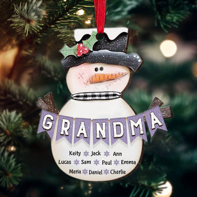 Cute Grandma Snowman With Grandkids' Names Personalized Wooden Ornament VTX27OCT23VA1 Wood Custom Shape Ornament HumanCustom - Unique Personalized Gifts Made Just for You