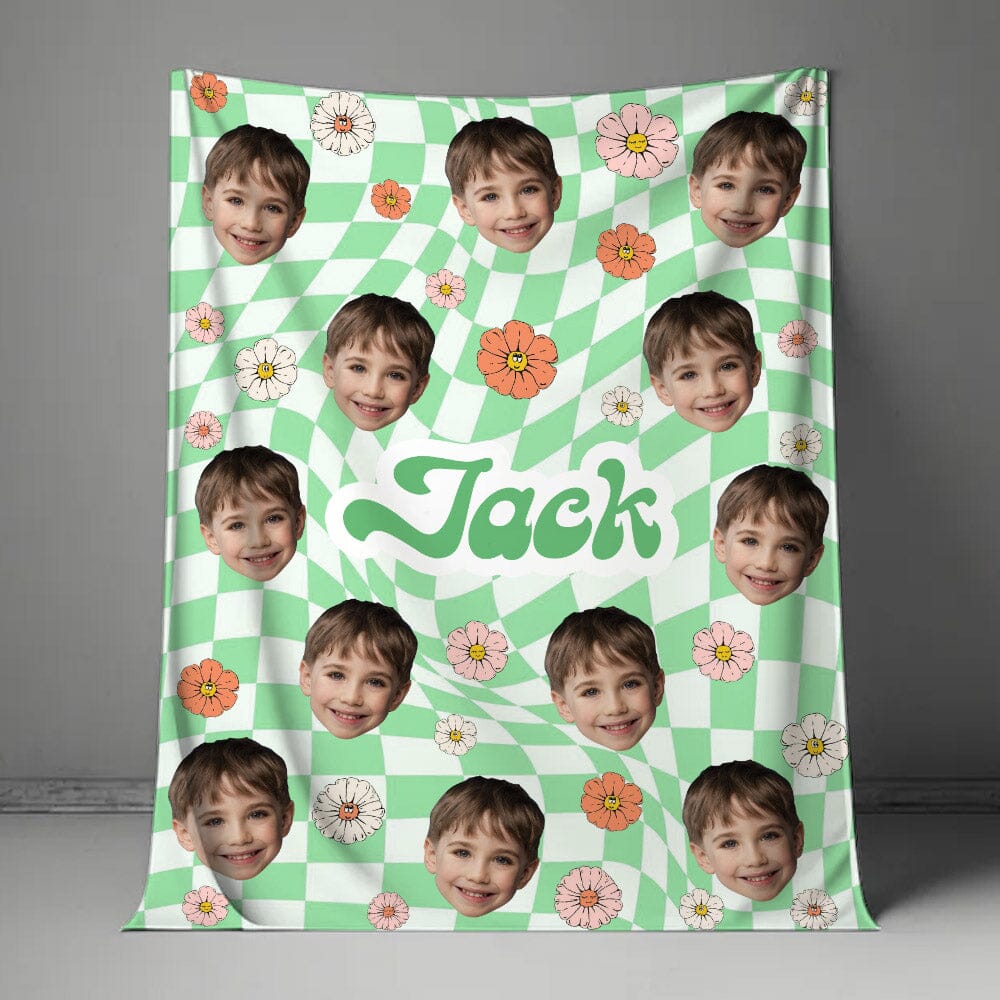 Custom Kid's Photo Flower Retro Style Fleece Blanket VTX28NOV23NA1 Fleece Blanket HumanCustom - Unique Personalized Gifts Made Just for You 