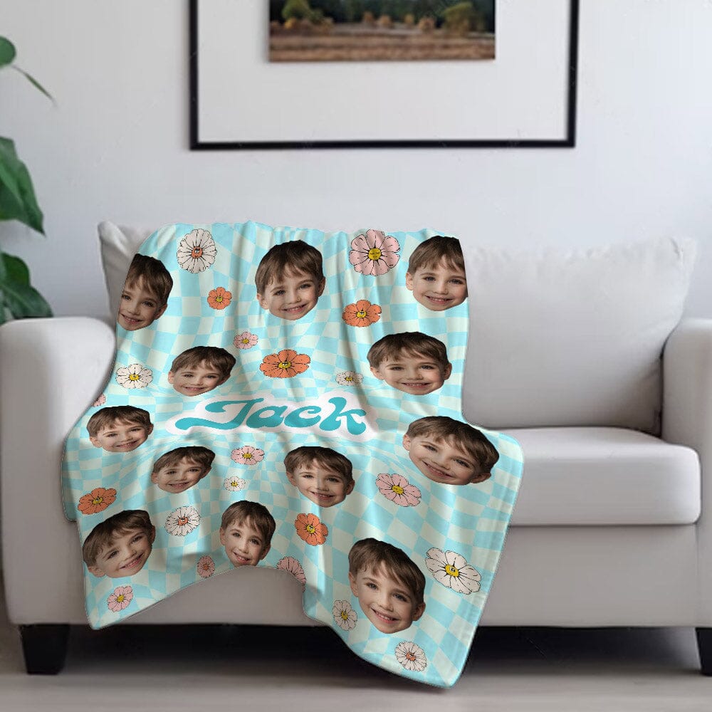 Custom Kid's Photo Flower Retro Style Fleece Blanket VTX28NOV23NA1 Fleece Blanket HumanCustom - Unique Personalized Gifts Made Just for You 