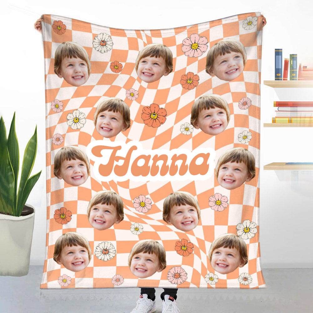 Custom Kid's Photo Flower Retro Style Fleece Blanket VTX28NOV23NA1 Fleece Blanket HumanCustom - Unique Personalized Gifts Made Just for You 