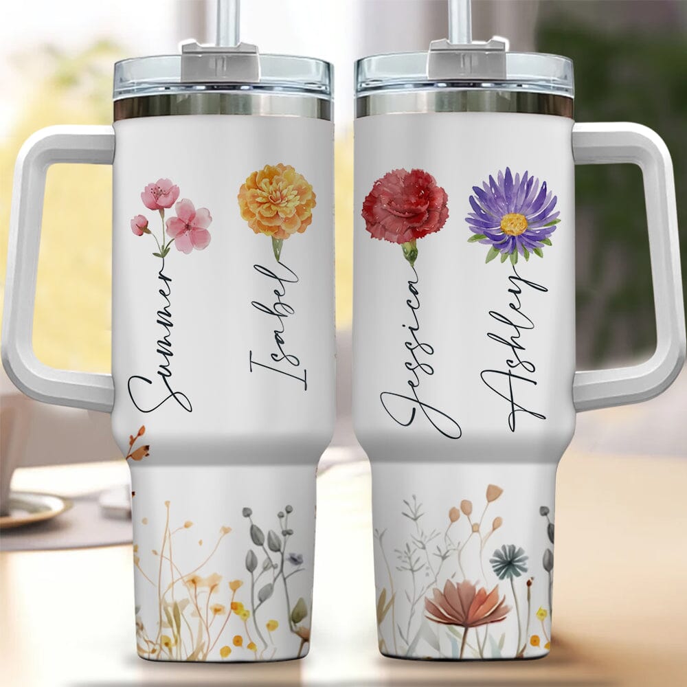 Sisters Are Different Flowers From The Same Garden Personalized Birth Month Flowers Tumbler With Straw VTX28NOV23TT1 Tumbler With Straw HumanCustom - Unique Personalized Gifts Made Just for You 