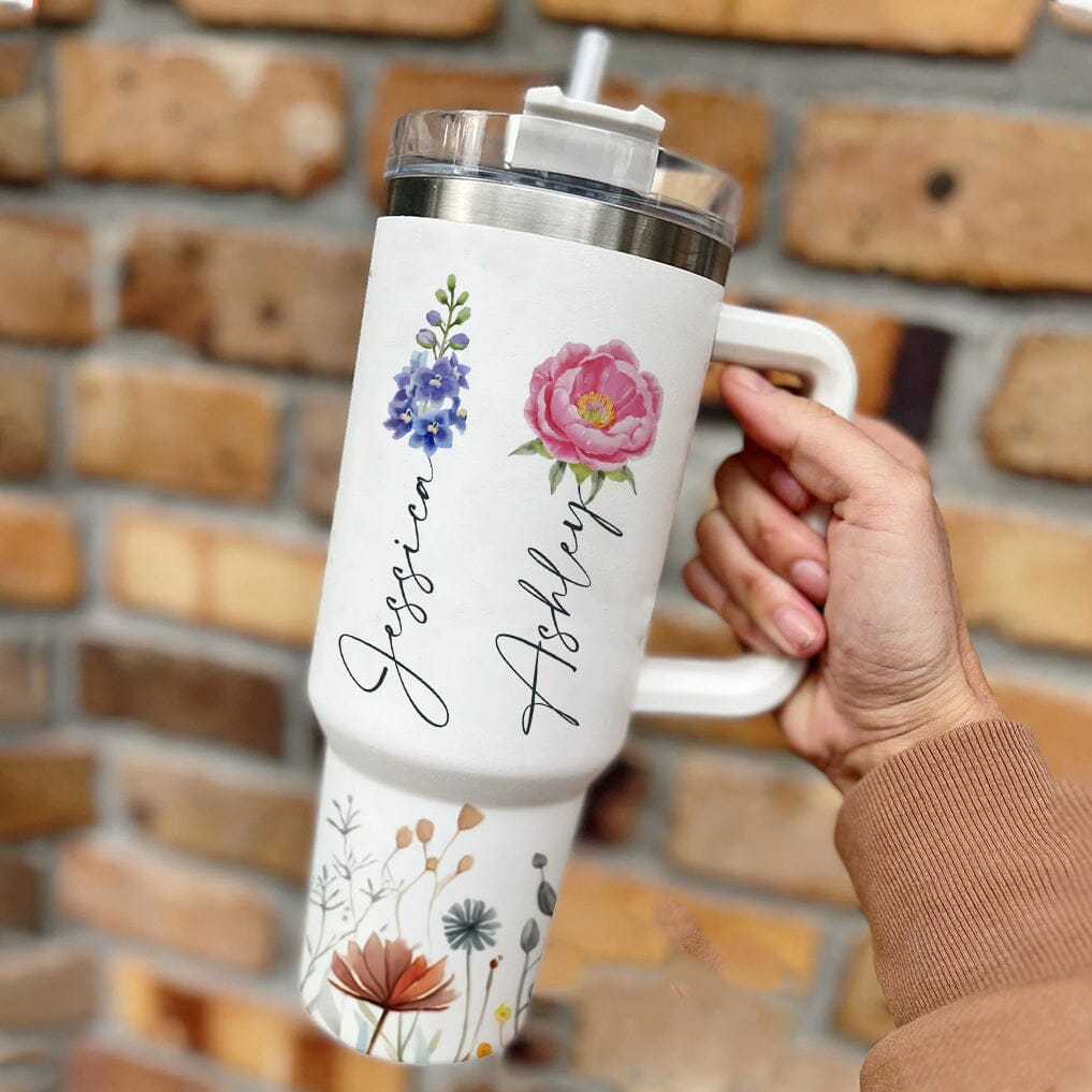 Sisters Are Different Flowers From The Same Garden Personalized Birth Month Flowers Tumbler With Straw VTX28NOV23TT1 Tumbler With Straw HumanCustom - Unique Personalized Gifts Made Just for You 