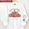 Thankful Grateful And Blessed Grandma With Pumpkin Grandkids Fall Season Personalized 2D Sweatshirt Custom Sleeve VTX30AUG23TT1