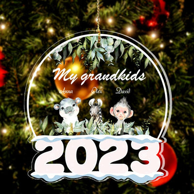 Our Grandkids Baby Safari Personalized Acrylic Ornament Gift For Grandma VTX30OCT23NA1 Acrylic Ornament HumanCustom - Unique Personalized Gifts Made Just for You Pack 1