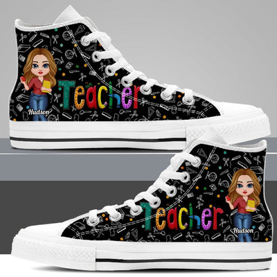 Pretty Doll Teacher Personalized High Top Shoes Perfect Teacher's Day Gift HTN10APR23CT2 High Top Shoes Humancustom - Unique Personalized Gifts