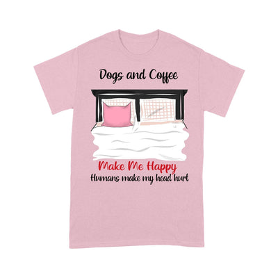 Personalized Dog And Coffee Make Me Happy Standard T-Shirt Dhl-16Ct001 2D T-shirt Dreamship S Light Pink
