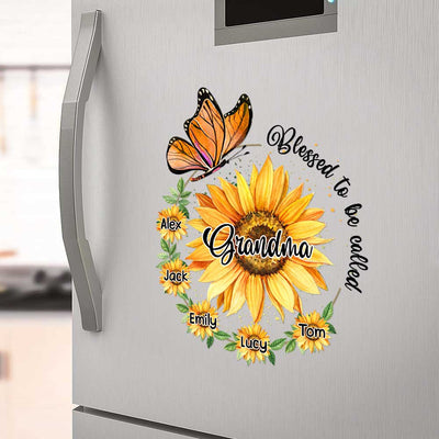 Sunflower Butterfly Grandma with grandkids Personalized Sticker Decal Gift for Grandmas Mom Aunties HTN03AUG23TP1
