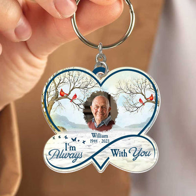 Memorial Family Loss Custom Photo Heart Infinity, I'm Always With You Personalized Keychain LPL01APR24TP3