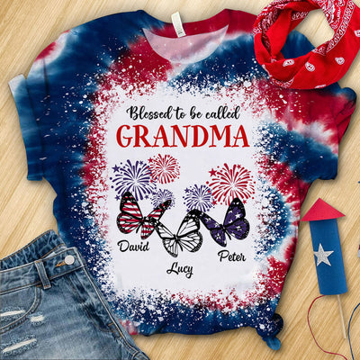 Blessed To Be Called Grandma Butterfly Kid Name Personalized 3D T-shirt NTK18JUN24TP1