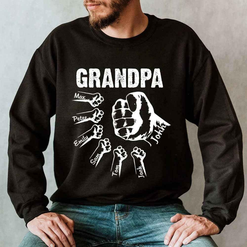 Personalized Grandpa with Grandkids Hand to Hands Sweatshirt NVL01DEC23TP1 2d sweatshirt HumanCustom - Unique Personalized Gifts Made Just for You 