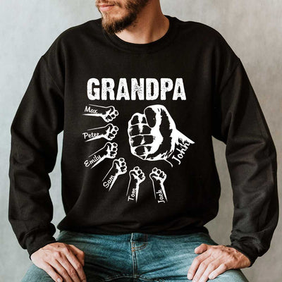 Personalized Grandpa with Grandkids Hand to Hands Sweatshirt NVL01DEC23TP1