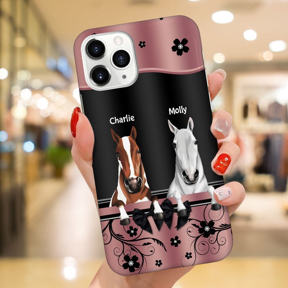 Love Peeking Horse Breeds Custom Name Flower Pattern Personalized Phone Case LPL07DEC23TP3 Silicone Phone Case HumanCustom - Unique Personalized Gifts Made Just for You Iphone iPhone 15 