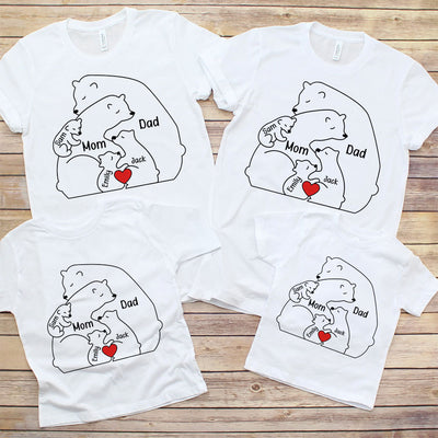 Personalized Bear Family Dad Mom Kid Holding Together Shirt NVL10APR24TP1