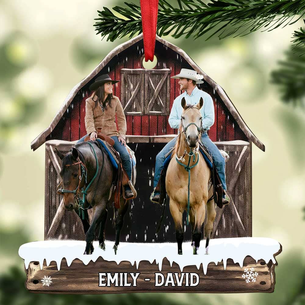 Christmas Upload Photo Family Girl Kid Love Horse Breeds At Red Barn Personalized Ornament LPL17OCT23TP1 Wood Custom Shape Ornament HumanCustom - Unique Personalized Gifts Made Just for You Pack 1 