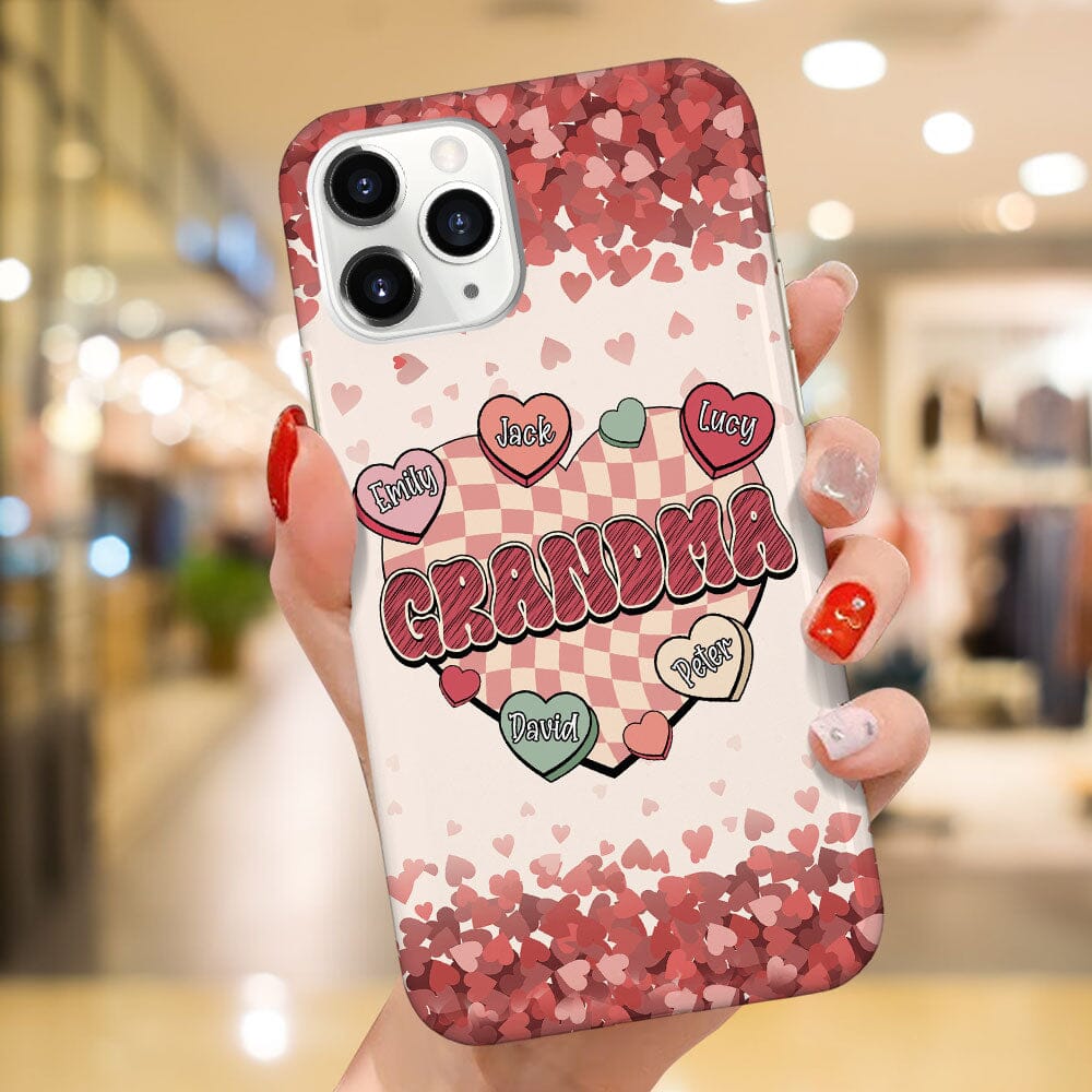 Personalized Grandma Valentine Pinky Silicon Phone Case - NTD20DEC23TP1 Silicone Phone Case HumanCustom - Unique Personalized Gifts Made Just for You 