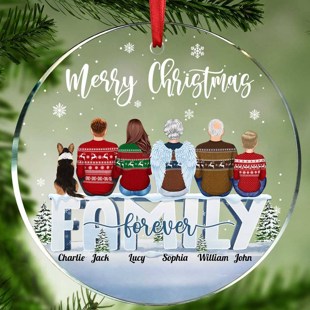 Christmas Family Forever Members Backview Personalized Acrylic Ornament NVL30OCT23TP2 Acrylic Ornament HumanCustom - Unique Personalized Gifts Made Just for You 