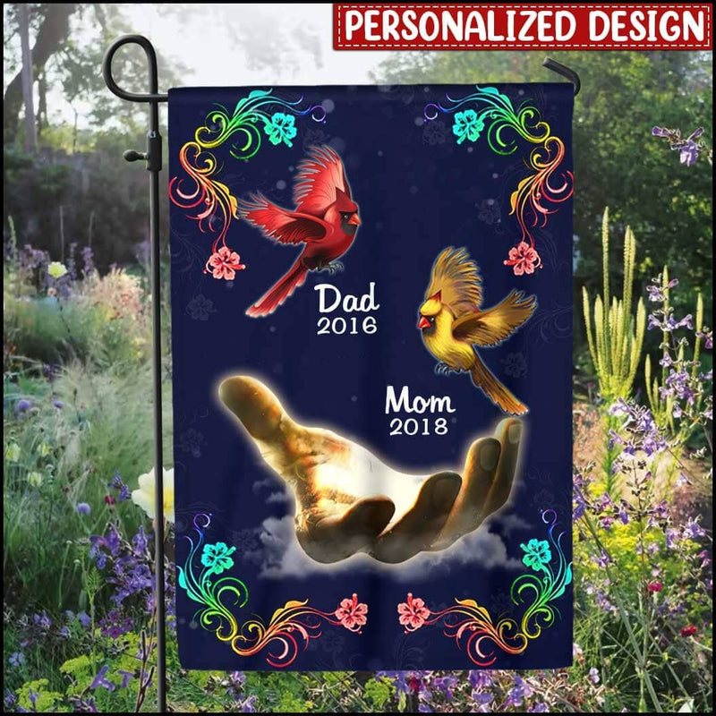 Discover Memorial Flying Cardinals Family Loss Custom Names Garden Flag Gift for your loved one