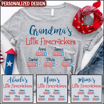 Grandma's Little Firecrackers 4th Of July Personalized T-shirt & Hoodie NTN16MAY23XT1 White T-shirt and Hoodie Humancustom - Unique Personalized Gifts Classic Tee White S