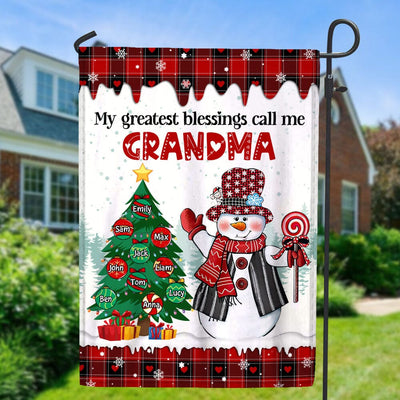 My Greatest Blessings Call Me Grandma Mom Snowman Christmas Snowball Kid Personalized Garden House Flag LPL24OCT23TP1 Flag HumanCustom - Unique Personalized Gifts Made Just for You Garden Flag (11.5" x 17.5")