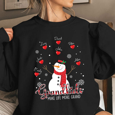 Christmas Snowman Grandma, Heart Grandkids Make Life More Grand Personalized Sweatshirt LPL18NOV23TP1 2d sweatshirt HumanCustom - Unique Personalized Gifts Made Just for You Sweatshirt S Black