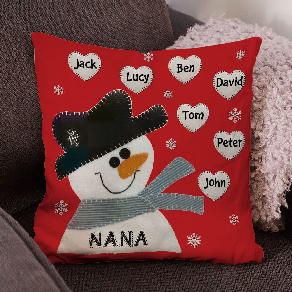 Cute Snowman Nana Mom Sweet Heart Kids Personalized Pillow LPL07DEC23TP2 Pillow HumanCustom - Unique Personalized Gifts Made Just for You 12x12in 