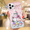 Sweet Cute Pinky Snowman Grandma Mom Kids Personalized Christmas Phone Case LPL31OCT23TP4 Silicone Phone Case HumanCustom - Unique Personalized Gifts Made Just for You