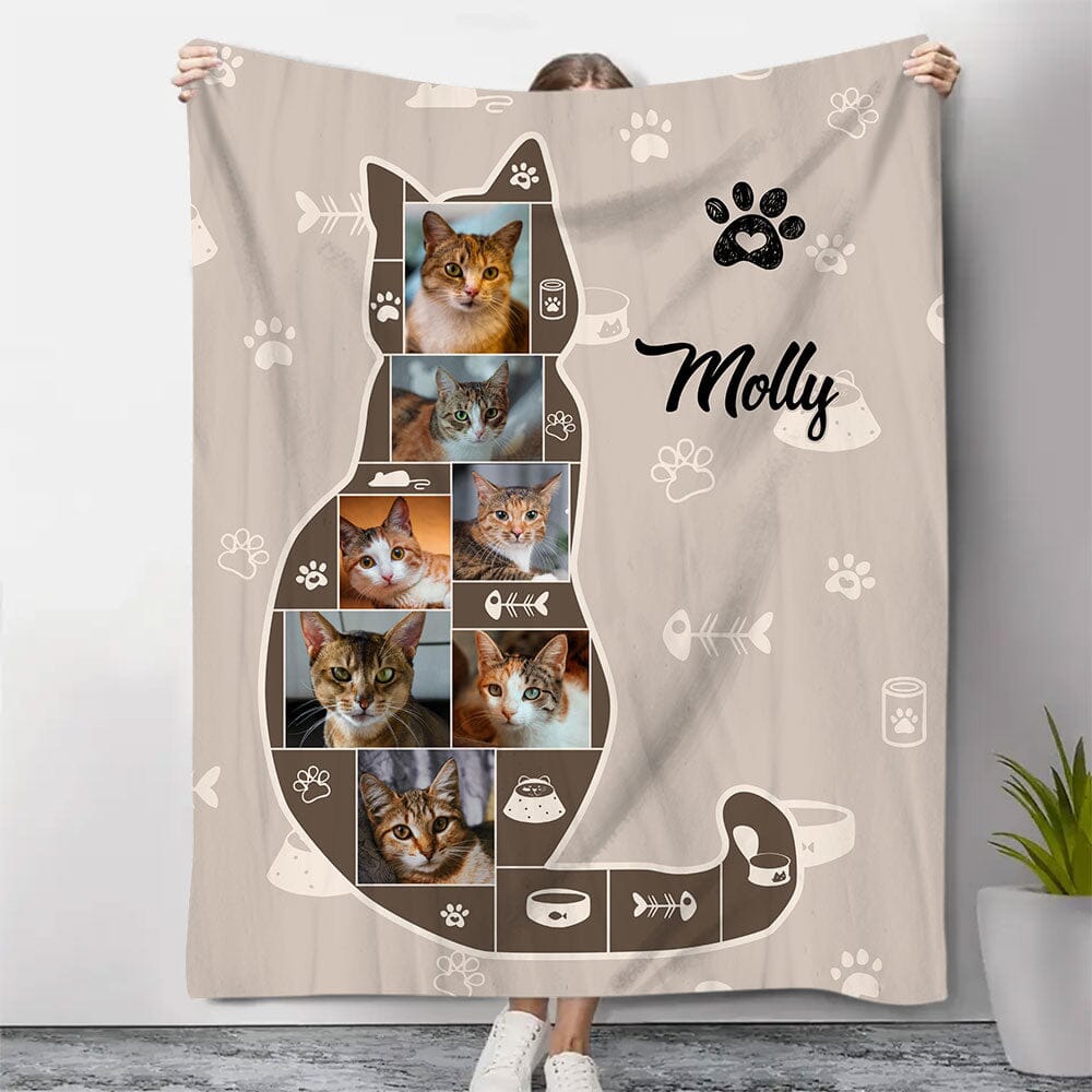 Personalized Cat Photo Collage Blanket, Best Gifts For Cat Owners, Cat Lover Gift NVL21NOV23TP4 Fleece Blanket HumanCustom - Unique Personalized Gifts Made Just for You Small (30x40in) 