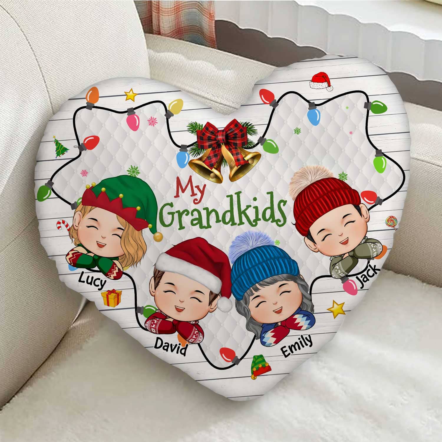 My Grandkids Personalized Heart Shape Pillow NVL16OCT23TP2 Heart Shaped Pillow HumanCustom - Unique Personalized Gifts Made Just for You 