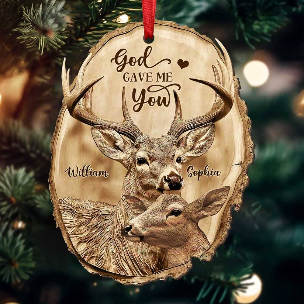 Couple Deer - Personalized Wood Custom Shape Oranament For Christmas - NTD13OCT23TP1 Wood Custom Shape Ornament HumanCustom New Pack 1 