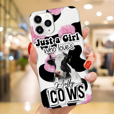 Pink Flower Cowprint Just A Girl Who Loves Cows Holstein Farm Personalized Phone Case LPL30JUN23TP3