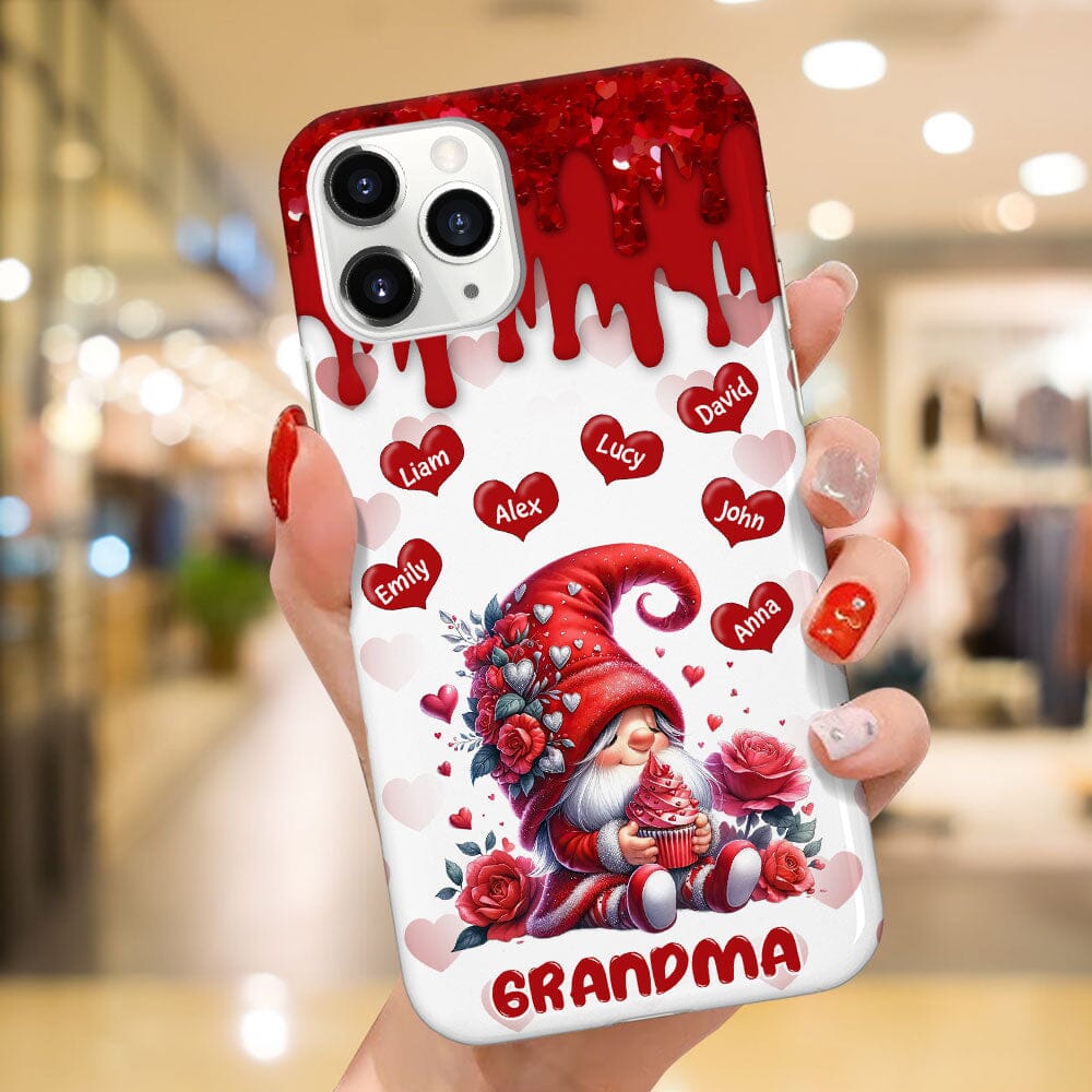 Valentine Red Flower Gnome Grandma Mom Sweet Heart Kids, Glitter Melting Pattern Personalized Phone Case LPL19DEC23TP2 Silicone Phone Case HumanCustom - Unique Personalized Gifts Made Just for You 