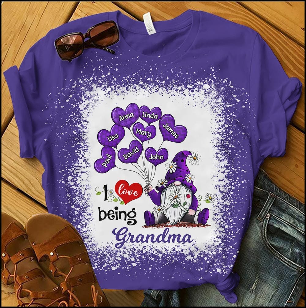 Colorful Gnome Grandma Mom Balloon Heart Kids, I Love Being Nana Personalized 3D T-shirt NVL06MAY23XT1 3D T-shirt Humancustom - Unique Personalized Gifts 