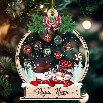 Christmas Snowman Nana Papa Snowball Kids Personalized Ornament LPL19OCT23TP2 Wood Custom Shape Ornament HumanCustom - Unique Personalized Gifts Made Just for You Pack 1