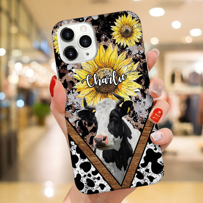 Love Cow Breeds Holstein Highland Cattle Farm, Sunflower Leopard Cowprint Pattern Personalized Phone Case LPL11JUL23TP3