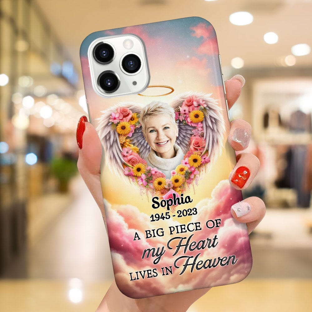 Personalized Memorial Custom Photo Phone Case - A big Piece Of My Heart Lives In Heaven - NTD19DEC23TP2 Silicone Phone Case HumanCustom - Unique Personalized Gifts Made Just for You Iphone iPhone 15 