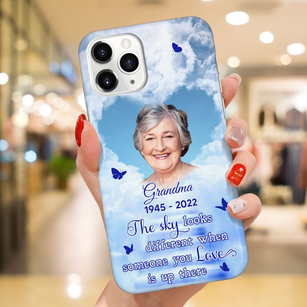 Memorial Gift Insert Photo Family Loss, The Sky Looks Different Personalized Phone Case LPL19SEP23TP2 Silicone Phone Case HumanCustom - Unique Personalized Gifts Made Just for You 