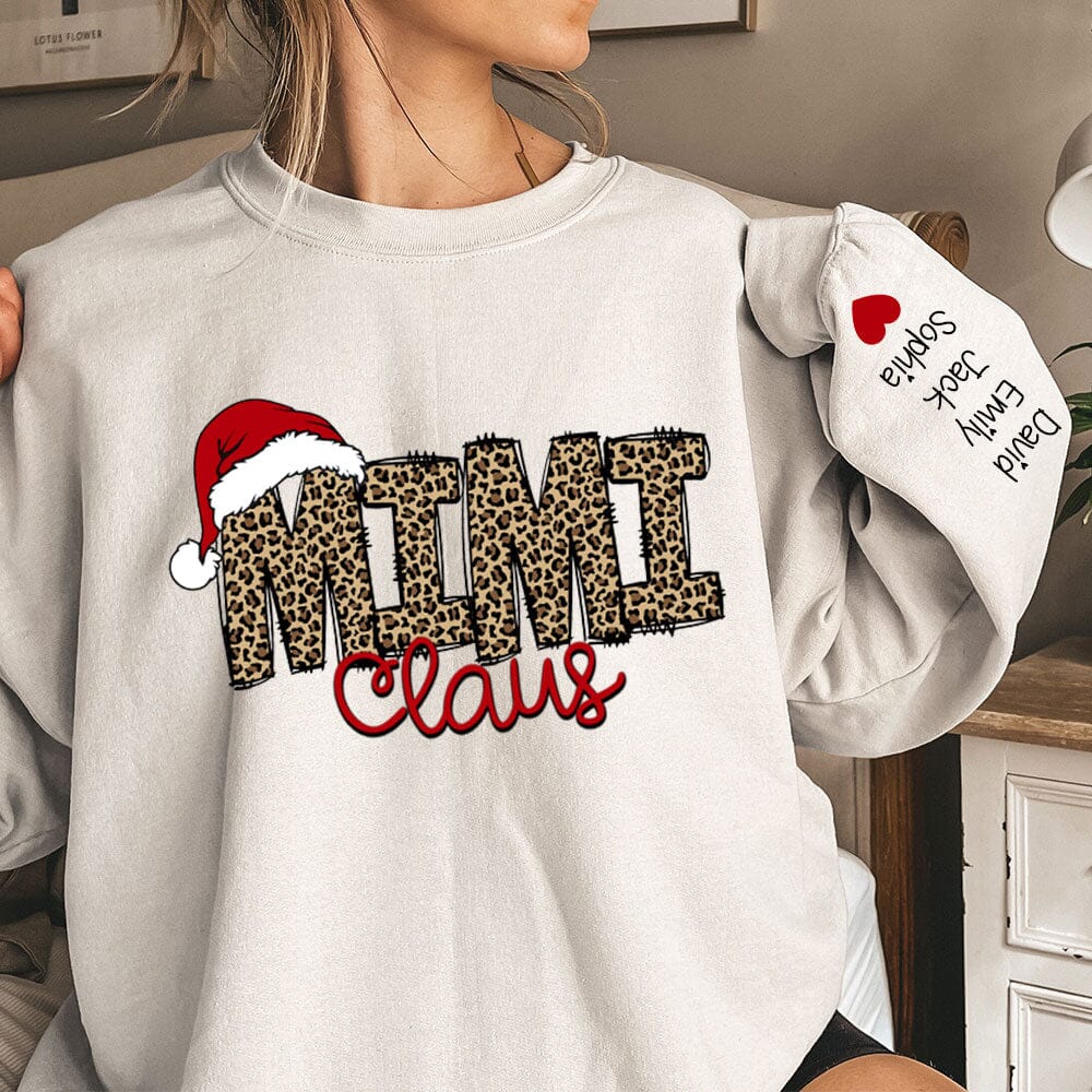 Mimi Claus Personalized 2D Sweatshirt Sleeve Custom Gift For Grandma Mom VTX16OCT23TP1 White T-shirt and Hoodie HumanCustom - Unique Personalized Gifts Made Just for You Sweatshirt White S