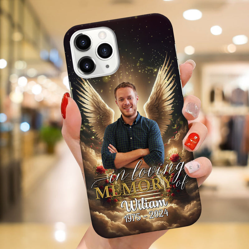 In Loving Memory Custom Photo Angel Wings Memorial Personalized Silicone Phone Case