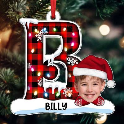 Christmas Monogram Alphabet Custom Kid's Photo Acrylic Ornament VTX13OCT23TP2 Acrylic Ornament HumanCustom - Unique Personalized Gifts Made Just for You