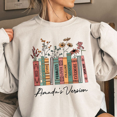 Albums As Books Floral Personalized Sweatshirt Gift For Swifties VTX17NOV23TP1 2d sweatshirt HumanCustom - Unique Personalized Gifts Made Just for You Sweatshirt White S