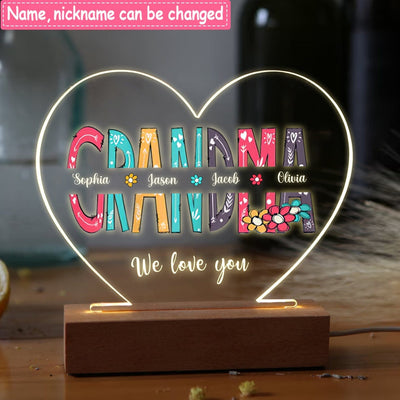 We Love You Mom Grandma Children Names Personalized Heart Plaque LED Lamp Night Light NTN06FEB23CT2 Acrylic Plaque LED Lamp Night Light Humancustom - Unique Personalized Gifts
