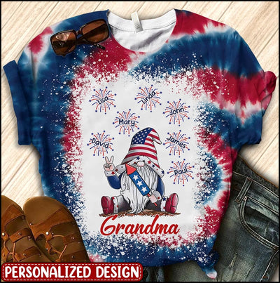 Grandma Gnome Firecracker Grandkids Independence Day Personalized 3D T-Shirt NTN16MAY23XT2 3D T-shirt Humancustom - Unique Personalized Gifts