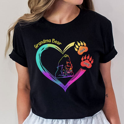 Mama Bear Heart Colorful - Gift For Grandma Mom Personalized Shirt NVL01APR24TP1