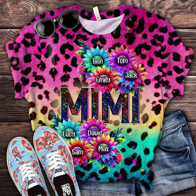 Sunflowers Glitter Leopard Nana Grandma Mom Personalized 3D T-shirt HTN16APR24TP1