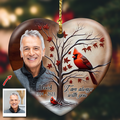 Memorial Upload Image Cardinal, I Am Always With You Personalized Ornament NVL23OCT23TP1